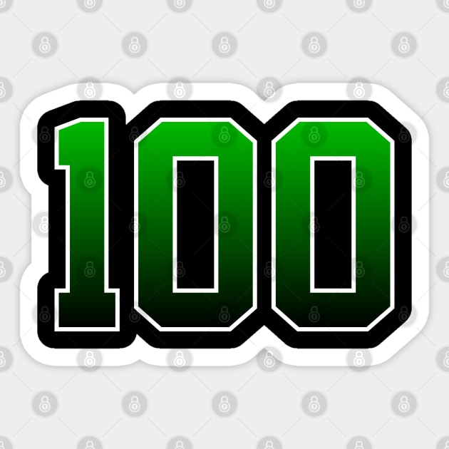 Green Number 100 Sticker by Ericokore